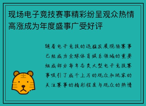 现场电子竞技赛事精彩纷呈观众热情高涨成为年度盛事广受好评